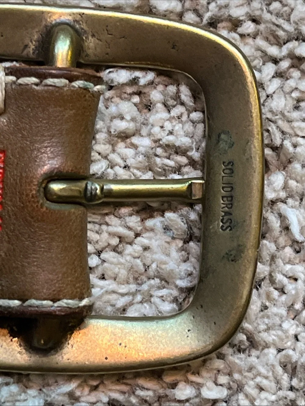 Studded Brown Leather Belt with Solid Brass Buckle - Women Accessories
